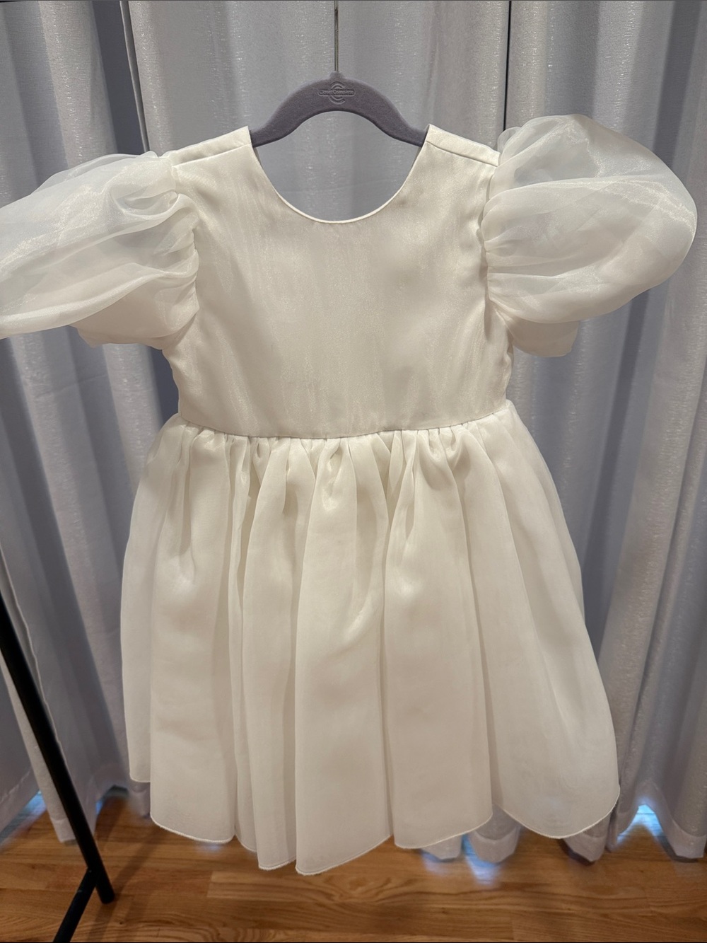 Sheer Puff Sleeve Ivory Party Dress